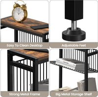 Small Side Table for Small Space, 3-Tier Narrow End Table with Magazine Holder,Slim Nightstand, Skinny Snack Couch Table in Living Room, Bedroom Study and Balcony (Rustic Brown &Black)