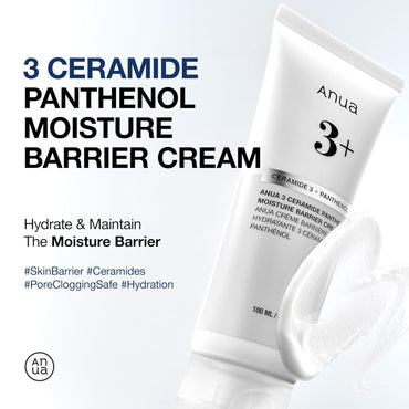 ANUA 3 Ceramide Panthenol Moisture Barrier Cream, Hydrating Face Moisturizer for Normal Skin, Panthenol, Ceramide, Centella for Skin Barrier Non Comedogenic, Korean Skincare (100ml/ 3.38 fl. oz.)
