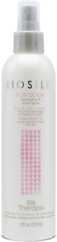 BioSilk for Dogs Silk Therapy Detangling Plus Shine Mist for Dogs | Best Detangling Spray for All Dogs & Puppies for Shiny Coats and Dematting | 8 Oz Bottle (Packaging May Vary),WHITE (Pack of 1)