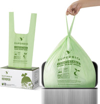 SUPERBIO 13 Gallon Compostable Kitchen Waste Bags with Handles, Food Scrap Bags Certified by BPI, OK compost INDUSTRIAL, 30 Count, 49.2L
