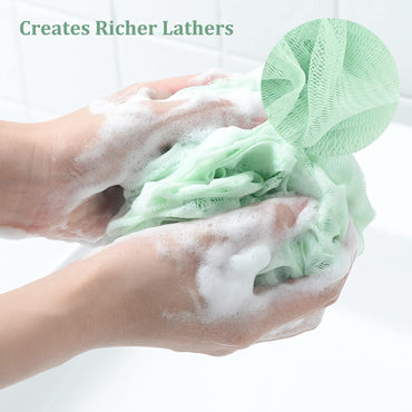 Fu Store Loofah Sponge Shower Loofahs 50g Bath Sponges Mesh Balls 4 Colors for Body Scrubber Exfoliator Wash Back Scrubber Bathroom Men Women - 4 Pack Scrubbers Cleaning Bathing Accessories