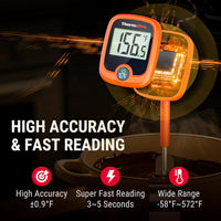 ThermoPro TP509 Candy Thermometer with Pot Clip, 10" Long Probe Instant Read Meat Food Thermometer with LCD, Cooking Oil Thermometer Deep Frying Thermometer for Candy Maple Syrup Sugar Brewing Making