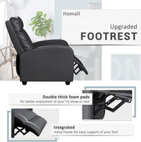 Homall Modern Recliner Chair Padded Seat Pu Leather for Living Room Single Sofa Recliner Seat Club Chair Home Theater Seating (Black)
