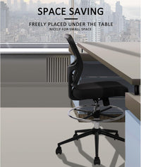 Armless Drafting Chair Tall Office Chair Adjustable Height High Back Ergonomic Desk Chair Drafting Stool Rolling Bar Stools Chairs with Footrest and Wheels