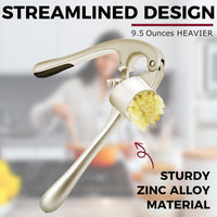 Kitessensu High Effective Garlic Press With Studs, Heavy Duty Garlic Mincer, Easy to Squeeze and Clean, Rust Proof & Dishwasher Safe, Ginger Crusher- Imperial Silver