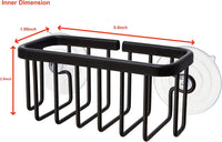 SunnyPoint NeverRust Kitchen & Bathroom Sink Caddy for Sponges, Scrubbers, Soap, 6" x 2.5" x 2.65", with Adhesive Mount - Additional Suction Cup Included –Aluminum (Black)