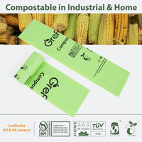 GreFusion Compostable Bags for Kitchen Compost Bin, 1.2 Gallon, 125 Count, Certified by BPI and ASTM, Leakproof and Odor Control