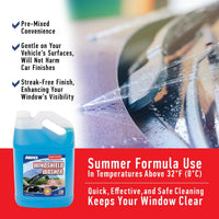 ABRO Windshield Washer Fluid Ready to Use Formula - 1 Gallon, Pre-Mixed, Streak-Free Cleanliness, 2-In-1 Removes Bugs & Tar