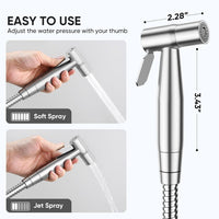 Arofa Handheld Toilet Bidet Sprayer for Toilet-Adjustable Water Pressure Control with Bidet Hose for Feminine Wash, Stainless Steel Brushed Nickel Bidet Faucet Cloth Diaper for Baby Wash