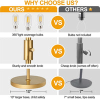 Dimmable Floor Lamp, Industrial Floor Lamps for Living Room, Gold Tree Lamp Standing Lamp Tall Lamps with 3 Elegant Teardrop Cage Head & 800 Lumens LED Bulbs for Living Room Bedroom Office