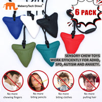 Chew Necklaces for Sensory Kids, 6 Pack Chewy Necklace Sensory Toys for Autism, ADHD, Anxiety- Silicone Teething Necklace Oral Chew Toys for Boys Girls Adults Chewer Reduces Chewing Fidgeting