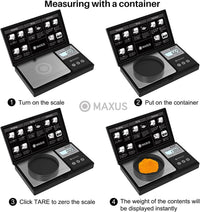 MAXUS Digital Pocket Gram Scale 500g x 0.01g High Precision with Tray, Weighs Small Food, Jewelry, Ounces, Grains, LCD Display, Tare Function
