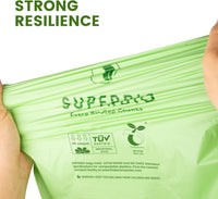 SUPERBIO 13 Gallon Compostable Drawstring Kitchen Waste Bag, 49.2 Liter, 30 Count,1 Mil, Heavy Duty Food Scrap Bags, BPI, Seedling and OK compost INDUSTRIAL