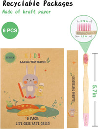 Kids Toothbrush Bamboo Toothbrushes 6 Pack - Organic Compostable Tooth Brush Wooden Baby Toddler Toothbrush, Eco-Friendly Natural Biodegradable Soft Bristle Toothbrush for Children