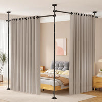 Room Divider No Drilling Curtain Rod Wall Divider for Room Separation, 4-10ft(H) 28-114inch(W) Adjustable, Heavy Duty Partition Space Separator Freestanding Tension Curtain Stand, Black