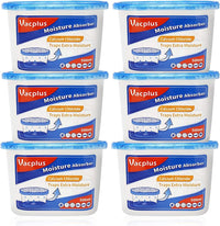 Vacplus Moisture Absorbers 6 Pack, 10.5 Oz Portable Humidity Absorber Boxes for Your Bathroom, Closet & Car, Dehumidifier with Fragrance Free, Navy Blue