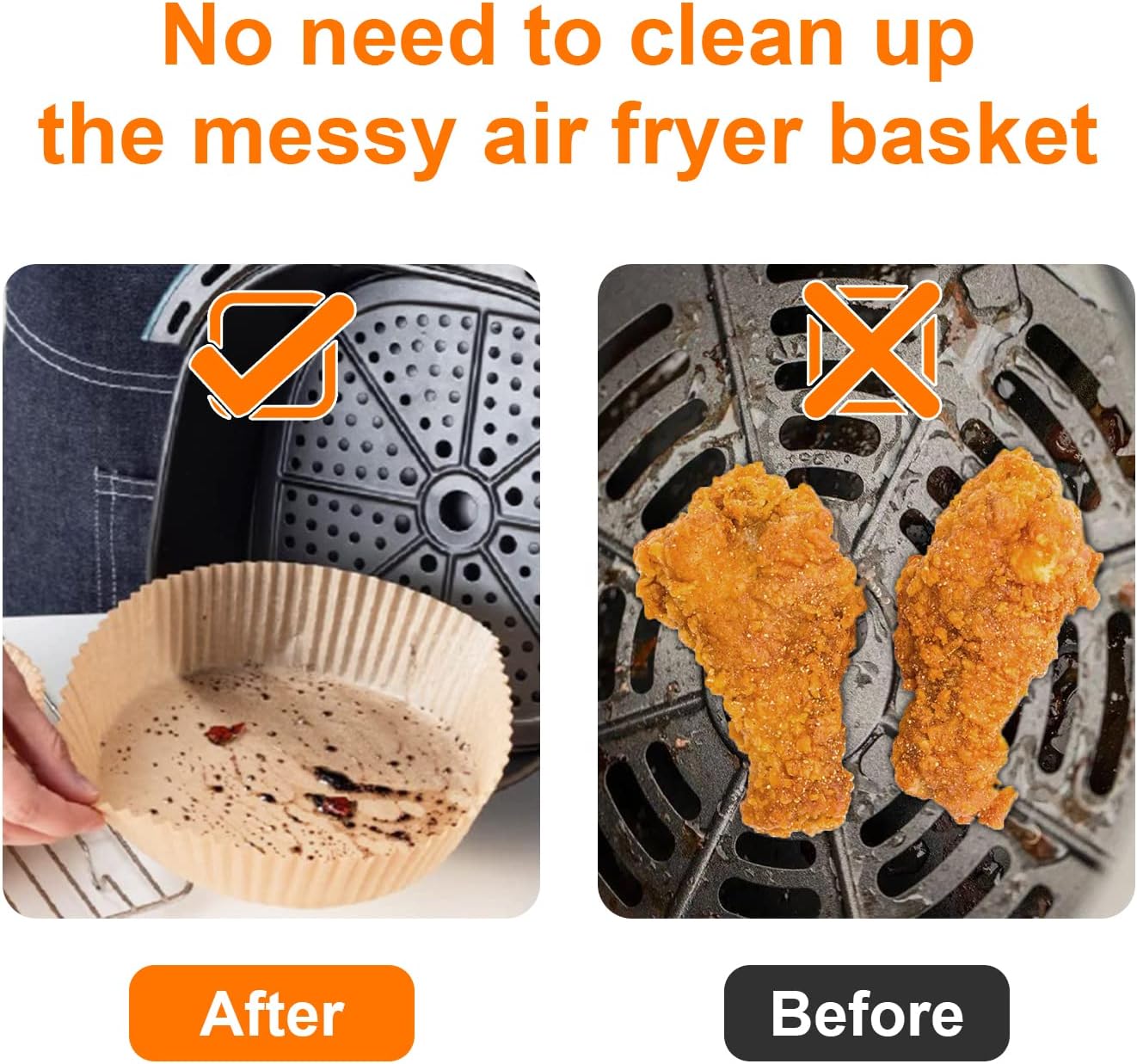 Air Fryer Liners for Ninja Air Fryer, 100 Pcs Disposable Paper Liner for most 4-8QT AirFryer