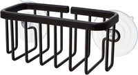 SunnyPoint NeverRust Kitchen & Bathroom Sink Caddy for Sponges, Scrubbers, Soap, 6" x 2.5" x 2.65", with Adhesive Mount - Additional Suction Cup Included –Aluminum (Black)