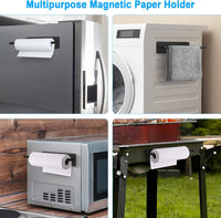 Paper Towel Holder, Magnetic Paper Towel Holder for Fridge, Toilet Paper Roll Holder Magnet Towel Rack Wall Mount Fridge Organizer for Paper Towels Rolls Bathroom Pantry RV Kitchen Storage