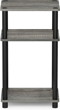 Furinno JUST Side Table, 3-Tier End Table, Open Shelves Night Stand, Bedside Table, Toolless Assembly, for Living Room, Bedroom, Bathroom, French Oak