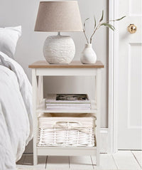 PHI VILLA End Table Living Room Set of 2, Farmhouse Bed Side Table Nightstands for Bedroom, Ivory White Small Side Table
