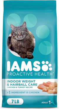 IAMS Proactive Health Indoor Weight & Hairball Care Adult Dry Cat Food with Chicken & Turkey, 7 lb. Bag