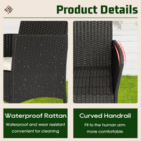 FDW | 4-Piece Patio Furniture Set | Black | Outdoor Wicker Furniture with Coffee Table | Modern Rattan Chairs Conversation Set | Outdoor Seating | Weather-Resistant | for Porch, Garden, Lawn