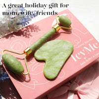 BAIMEI Gua Sha Set and Jade Roller, Jade Gua Sha & Face Rollers for Women, Self Care Gifts for Women, Body Muscle Relaxing, Improve Eye Puffiness, Skin Care Gift