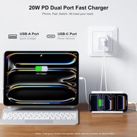 3 Pack USB C Wall Charger, 20W Durable Dual Port QC+PD 3.0 Power Adapter, Double Fast Plug Charging Block for iPhone 14/15/16/17 Pro/Pro Max/Plus, XS/XR/X, Watch Series 8/7 Cube，White