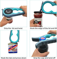 Otstar Jar Opener Bottle Opener and Can Opener for Weak hands, Seniors with Arthritis and Anyone with Low Strength, Mutil Jar Opener Get Lids Off Easily (Blue and Grey)