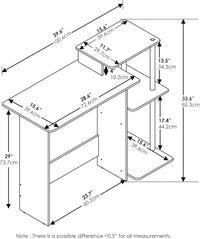 Furinno EFFICIENT Desk, Gaming Desk, with 3 Open Side Shelves, Laptop Notebook Computer Desk,Office Desk for Home Office, Study Room, Dorm, Espresso