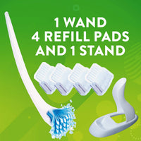 Scrubbing Bubbles Toilet Bowl Brush and Holder with Cleaner Refill Pads, Fresh Brush Toilet Wand Starter Kit, Cleans Limescale & Fights Odors, Citrus Scent, 1 Wand + 4 Refills + 1 Stand