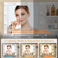 Quimoo Vanity Desk with Mirror & Lights, Makeup Vanity with 5 Drawers & Storage Shelves, White Vanity Table, 3 Color Modes & Adjustable Brightness, Dressing Table, Bedroom