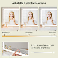 Haewon Vanity Desk with Mirror and LED Lights, White Makeup Vanity with Power Outlet, Storage Drawers and Chair, Dressing Table Set for Bedroom Dressing Room
