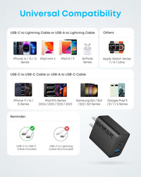 Anker iPhone 17/16 Charger, 2-Pack 20W Fast USB C Charger Block, for iPhone 16/16 Pro Max/15 Series/iPad Pro and More (Black, 2 Pack & 2 Cable)