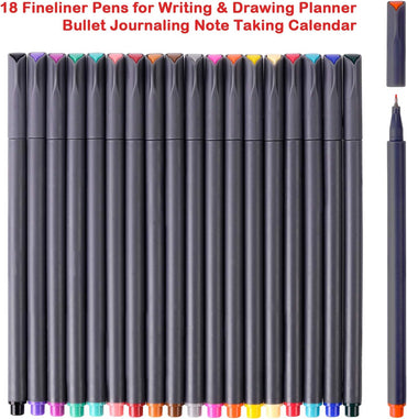 iBayam Journal Planner Pens Colored Pens, Office Supplies, Fine Point Fineliner Drawing Art Markers for Bullet Journaling Scrapbooking Notebook Writing Note Taking Calendar Stationary, 18-Color