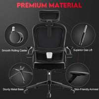 Ergonomic Office Chair - 400LB Comfy Desk Chairs with Adjustable Headrest and Lumbar Back Support, Mesh Computer Chairs with Wheels and Arms for Home Office, Study, Bedroom and Dorm