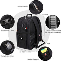 SHRRADOO Extra Large 50L Travel Laptop Backpack with USB Charging Port, College High School Backpack Airline Approved Business Work Bag Fits 17 Inch Computer for Men Women