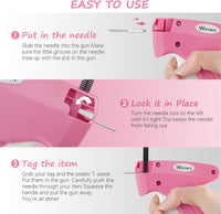 Stitch Gun for Clothes Stitchy Tagging Gun for Clothing Stitchy Quick Clothing Fixer -Includes 1,000 Black Fasteners & 1,000 White Fasteners & 6 Needles(hotpink+White)
