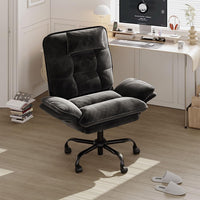 Bestier Cross Legged Office Chair, Criss Cross Chair with Adjustable Arms, 135° Reclining Velet Executive Chair with Wheels, Big and Tall Computer Desk Chair for Home, Office - Black