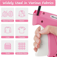 Stitch Gun for Clothes Stitchy Tagging Gun for Clothing Stitchy Quick Clothing Fixer -Includes 1,000 Black Fasteners & 1,000 White Fasteners & 6 Needles(hotpink+White)