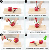 SCHVUBENR Premium Apple Corer Tool - Easy to Use and Clean - Sturdy Apple Core Remover with Sharp Serrated Blades - Stainless Steel Corers for Apple and Pear - Core Fruits with Ease(Red)