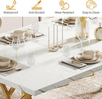Tribesigns Modern Dining Table, 63" Large Kitchen Table for 4-6 People, Unique Rectangular Dinner Table Kitchen & Dining Room Furniture with Faux Marble Tabletop and Geometric Legs