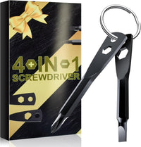 Stocking Stuffers for Men Adults - Gifts 4-in-1 Keychain Screwdriver Set for Teens Dad, Multi-functional Cool Gadgets Tools with Phillips and Slotted on Anniversary Birthday White Elephant