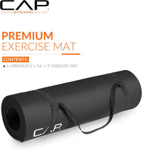 CAP Barbell 1/2-Inch High Density Exercise Yoga Mat with Strap | Multiple Options