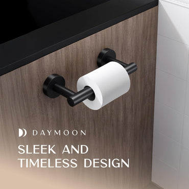 Day Moon Matte Black Toilet Paper Holder - Wall Mount Modern Roll Holder for Bathroom