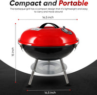 Gas One – 14-inch Portable Barbecue Grill with 3-Point Locking Lid for Heat Preservation – Dual Venting System – Small Charcoal Grill for Backyard, Camping, Boat