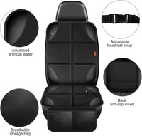 Car Seat Protector 1 Pack Car Seat Cushion Mat Thickest Padding,Waterproof 600D Fabric Car Seat Covers for Non-Slip Backing Mesh Pockets for Baby and Pet (Black, 1 Pc)