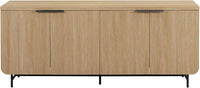 Walker Edison Reema Fluted 4-Door Kitchen Sideboard Buffet Console, 69 Inch, Coastal Oak