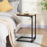 AMHANCIBLE C Shaped Side Table, End Tables Living Room Set of 2, Slide Under Couch Table for Sofa, TV Trays for Bedroom, Small Space, Rustic Brown HET02CBR
